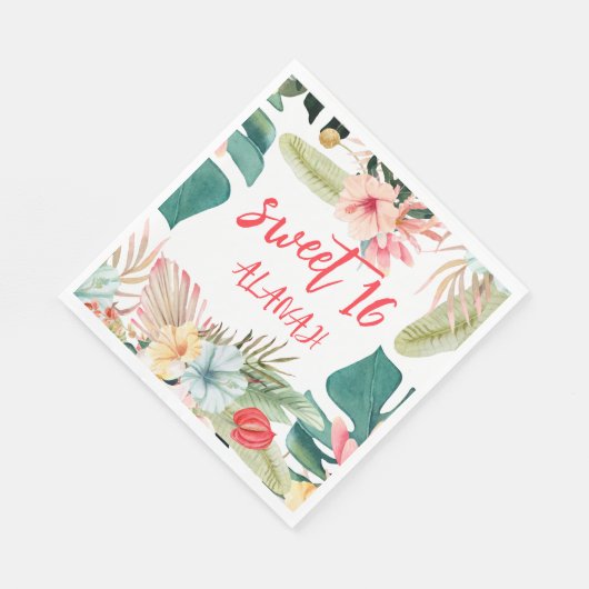 Tropical Hawaiian 16. Geburtstag Serviette (Ecke)