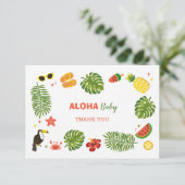 Tropical Hawaiian Aloha Baby Dusche Dankeskarte (Stehend Vorderseite)