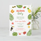 Tropical Hawaiian Aloha Baby Shower Einladung (Stehend Vorderseite)