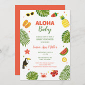 Tropical Hawaiian Aloha Baby Shower Einladung (Vorne/Hinten)