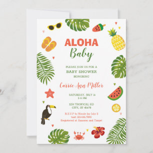 Tropical Hawaiian Aloha Baby Shower Einladung