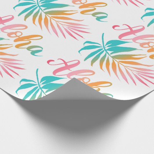 Tropical Hawaiian Aloha Palm Leaf Geschenkpapier (Ecke)
