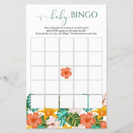 Tropical Hawaiian Baby Shower Baby Bingo Game