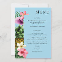 Tropical Hawaiian Floral Menu - Blau