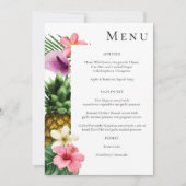 Tropical Hawaiian Floral Menu - weiß Einladung (Vorderseite)