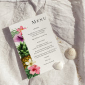 Tropical Hawaiian Floral Menu - weiß Einladung