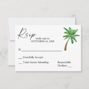 Tropical Hawaiian Floral & Palm Tree UAWG No Meal RSVP Karte