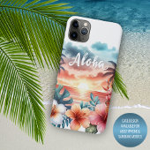 Tropical Hawaiian Floral Sunset Beach Szene iPhone Hülle