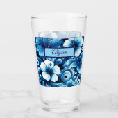 Tropical Hawaiian Flowers Hibiscus Personalized Glas (Rückseite)