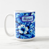 Tropical Hawaiian Flowers Hibiscus Personalized Kaffeetasse (Links)