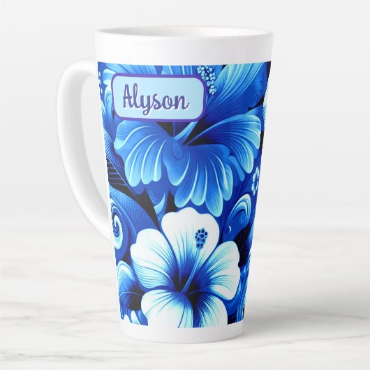 Tropical Hawaiian Flowers Hibiscus Personalized Milchtasse (Linke Ecke)