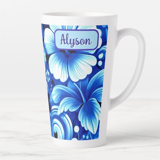 Tropical Hawaiian Flowers Hibiscus Personalized Milchtasse (Rechts)