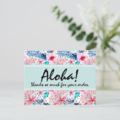 Tropical Hawaiian Hibiskus & Palm Leaf Vielen Dank Postkarte (Stehend Vorderseite)