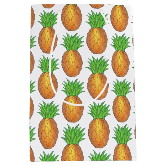 Tropical Hawaiian Island Ananas Beach Print Mittlere Geschenktüte (Vorderseite)