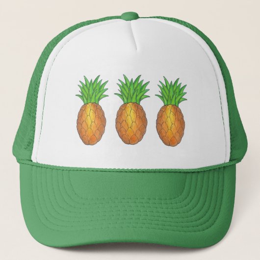 Tropical Hawaiian Island Luau Ananas Frucht Truckerkappe (Vorderseite)