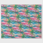 Tropical Hawaiian Island mit Palmen Geschenkpapier (Flach)