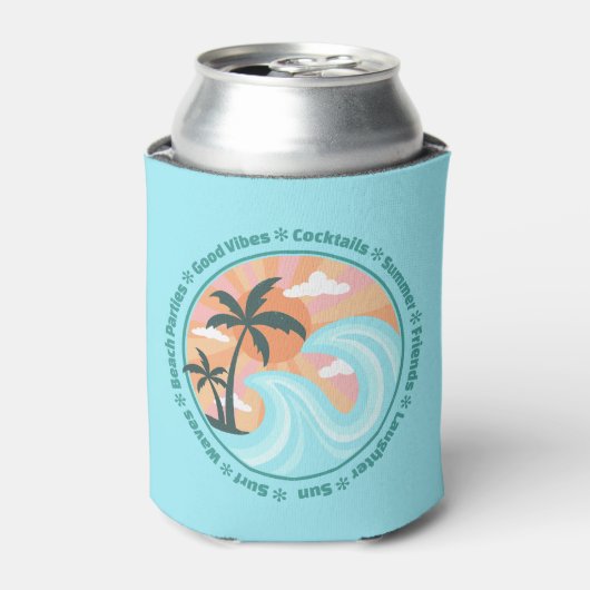 Tropical Hawaiian Island Palm Trees Good Vibes Dosenkühler (Kanne Vorderseite)