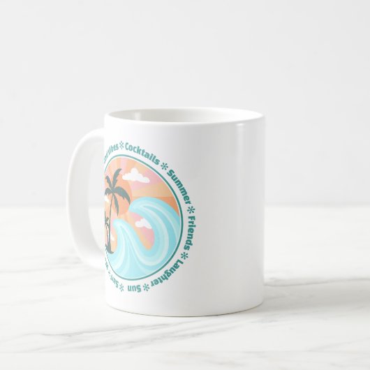 Tropical Hawaiian Island Palm Trees Good Vibes Kaffeetasse (Vorderseite Links)