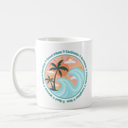 Tropical Hawaiian Island Palm Trees Good Vibes Kaffeetasse (Links)