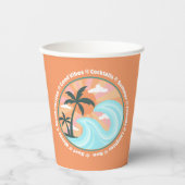 Tropical Hawaiian Island Palm Trees Good Vibes Pappbecher (Vorderseite)