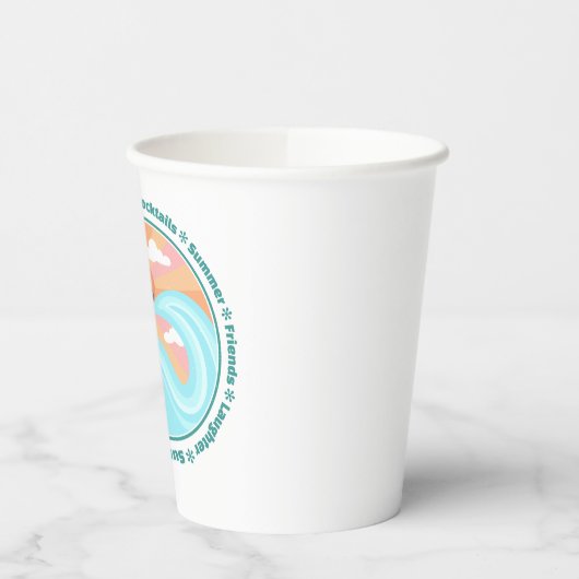 Tropical Hawaiian Island Palm Trees Good Vibes Pappbecher (Links)