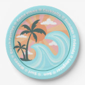 Tropical Hawaiian Island Palm Trees Good Vibes Pappteller (Vorderseite)