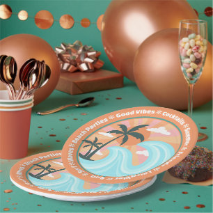 Tropical Hawaiian Island Palm Trees Good Vibes Pappteller