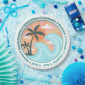 Tropical Hawaiian Island Palm Trees Good Vibes Pappteller (Party)