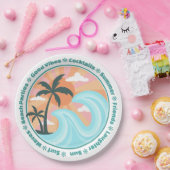 Tropical Hawaiian Island Palm Trees Good Vibes Pappteller (Party)