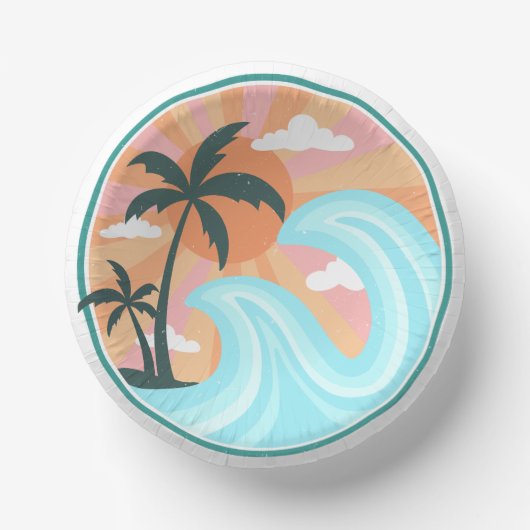 Tropical Hawaiian Island Palm Trees Good Vibes Pappteller (Vorderseite)