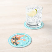 Tropical Hawaiian Island Palm Trees Good Vibes Runder Pappuntersetzer (Vor Ort)