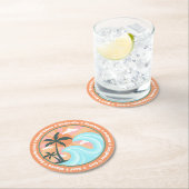 Tropical Hawaiian Island Palm Trees Good Vibes Runder Pappuntersetzer (Vor Ort)
