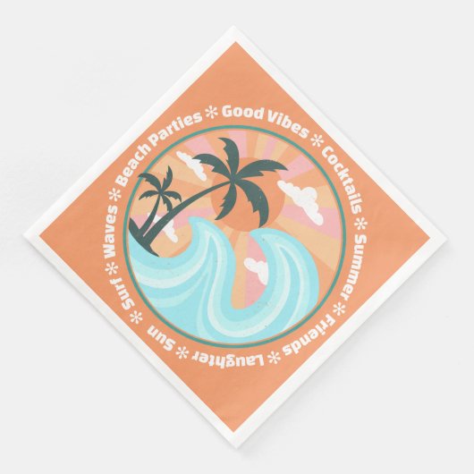 Tropical Hawaiian Island Palm Trees Good Vibes Serviette (Ecke)