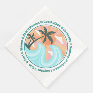 Tropical Hawaiian Island Palm Trees Good Vibes Serviette