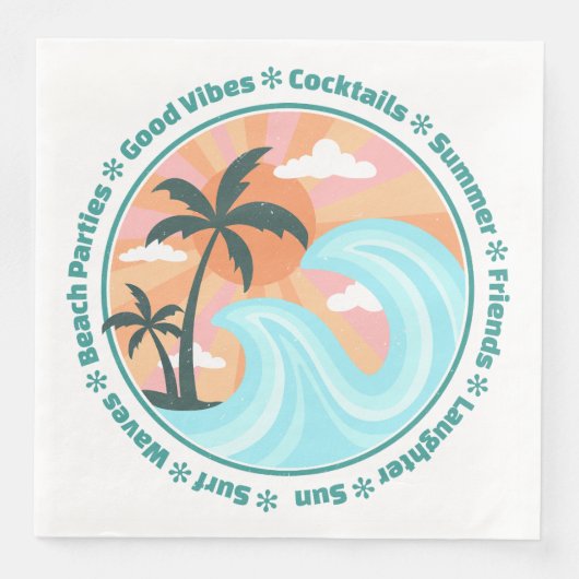 Tropical Hawaiian Island Palm Trees Good Vibes Serviette (Vorderseite)