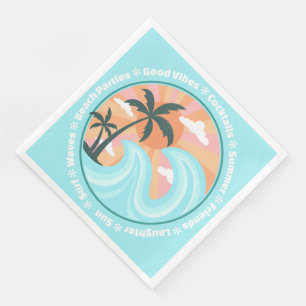 Tropical Hawaiian Island Palm Trees Good Vibes Serviette