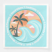 Tropical Hawaiian Island Palm Trees Good Vibes Serviette (Vorderseite)