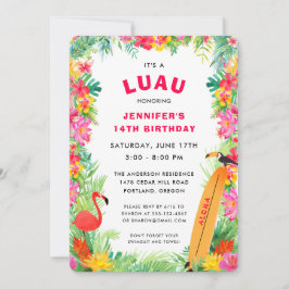 Tropical Hawaiian Luau Birthday Einladung