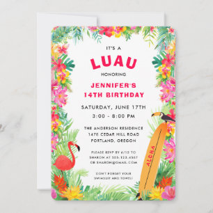 Tropical Hawaiian Luau Birthday Einladung
