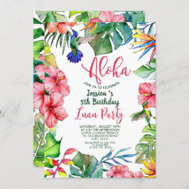 Tropical Hawaiian Luau Floral Birthday Einladung