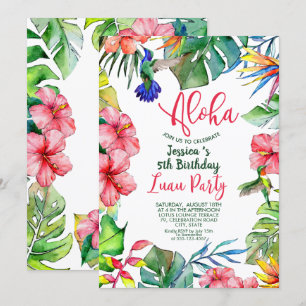 Tropical Hawaiian Luau Floral Birthday Einladung