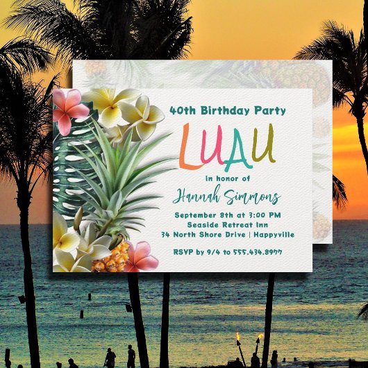 Tropical Hawaiian Luau Geburtstagsparty Einladunge Einladung