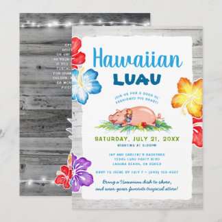 Tropical Hawaiian Luau | Rustikaler Schweinebrast Einladung
