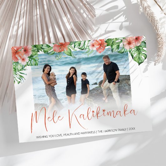 Tropical Hawaiian Mele Kalikimaka Holiday Feiertagskarte