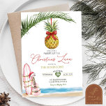 Tropical Hawaiian Merry Little Christmas Luau Einladung<br><div class="desc">Frohe kleine Weihnachtsliau Einladung,  tropisches Hawaiian Beach Weihnachtsfest Party,  Mele Kalimaka Feier,  Ananas Weihnachtsfest Party,  Summber Beach Weihnachtsfest Party,  Pink Surf Weihnachten Party Einladung.</div>