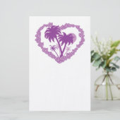 Tropical Hawaiian Palm Tree Herz Briefpapier (Stehend Vorderseite)