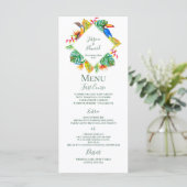 Tropical Hawaiian Paradise Floral Wedding Menükarte (Stehend Vorderseite)