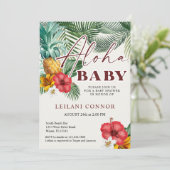 Tropical Hawaiian Pineaple Aloha Baby Dusche Einladung (Stehend Vorderseite)