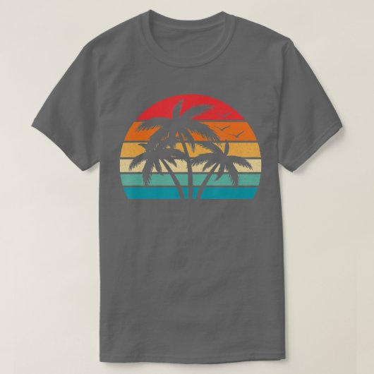 Tropical Hawaiian Retro Palm Tree Sunset Hawaii Be T-Shirt (Design vorne)