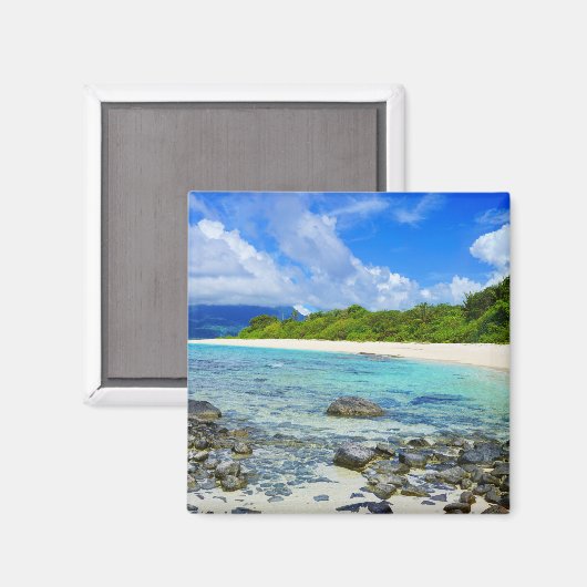 Tropical Hawaiian Rocky Beach Magnet (Vorderseite/Rückseite)